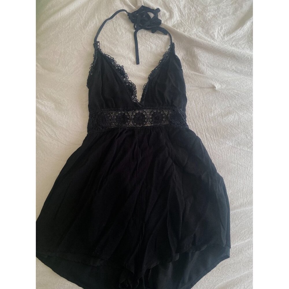 Forever 21 Black Lace Halter Romper